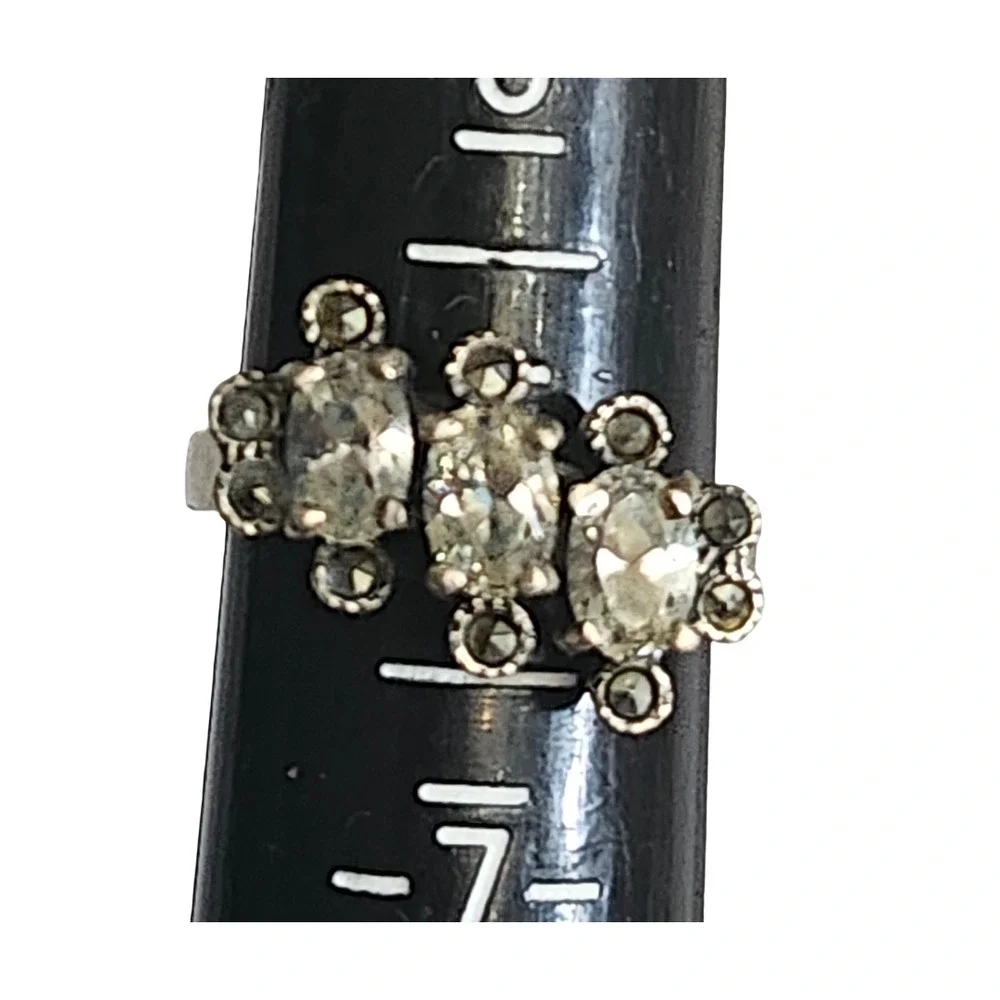 Vtg Sterling Silver 925 Marcasite Ring Size 7 - Picture 5 of 5